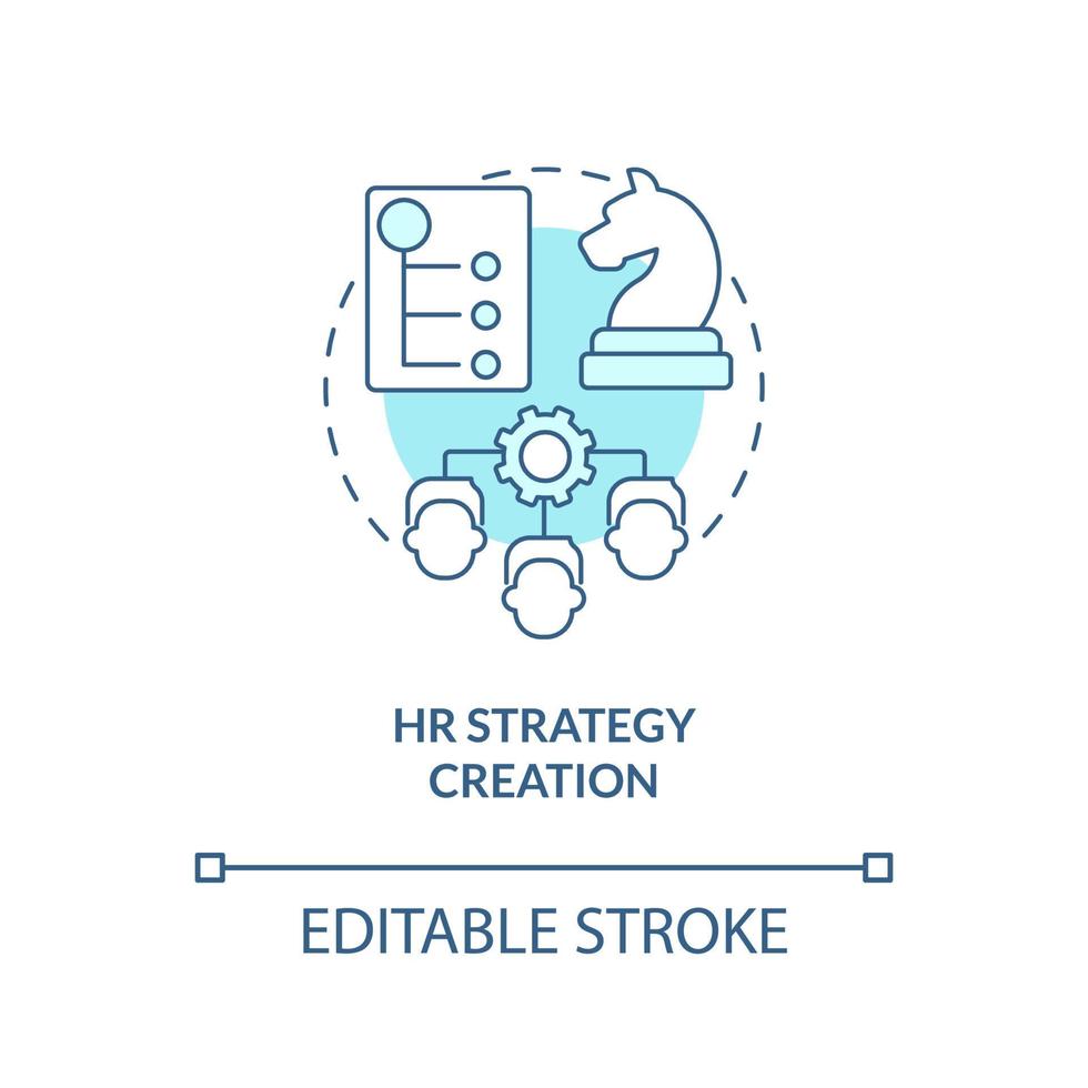 HR strategy creation turquoise concept icon. Business planning. Working skills abstract idea thin line illustration. Isolated outline drawing. Editable stroke. Arial, Myriad Pro-Bold fonts used vector