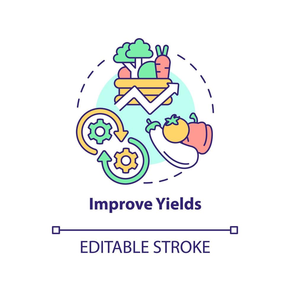 Improve yields concept icon. Crop and fertility. Shift to regenerative culture abstract idea thin line illustration. Isolated outline drawing. Editable stroke. Arial, Myriad Pro-Bold fonts used vector