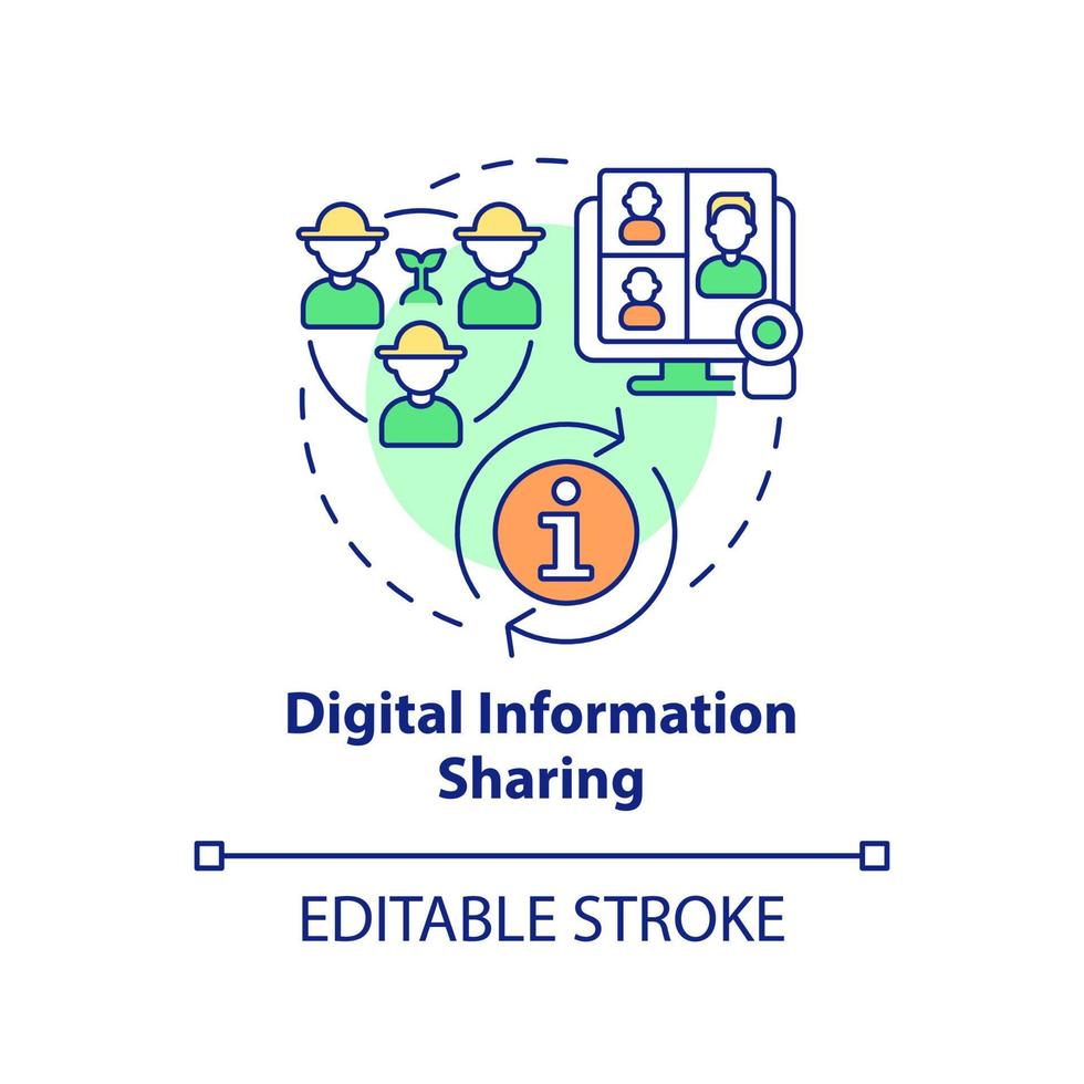 Digital information sharing concept icon. Communication online. Farming trends abstract idea thin line illustration. Isolated outline drawing. Editable stroke. Arial, Myriad Pro-Bold fonts used vector