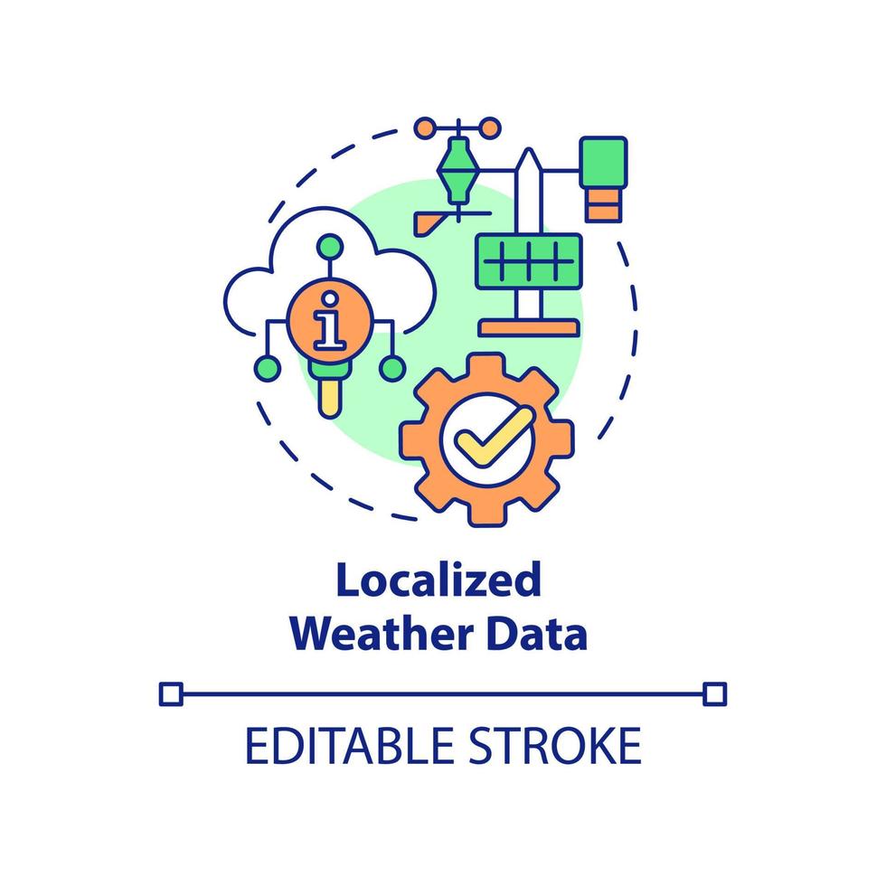 Localized weather data concept icon. Meteorology data. Current farming trends abstract idea thin line illustration. Isolated outline drawing. Editable stroke. Arial, Myriad Pro-Bold fonts used vector