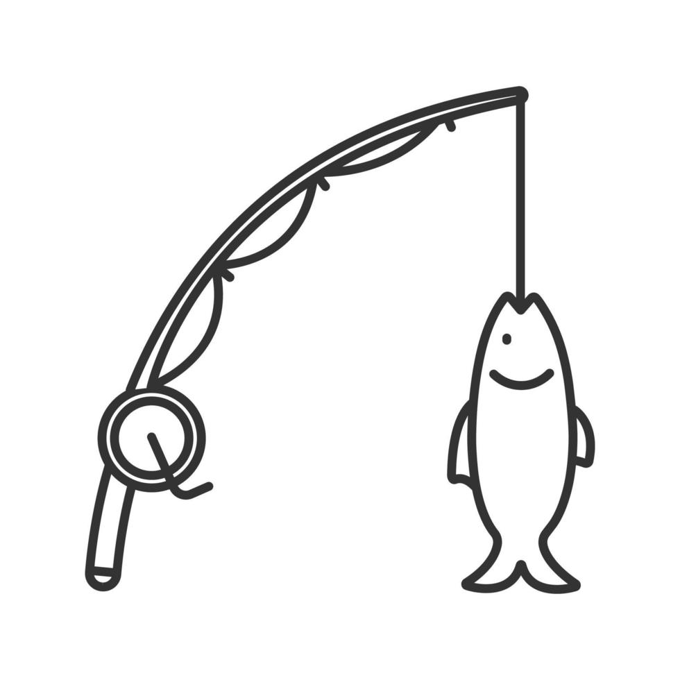 caña giratoria con icono lineal de pescado. equipo de pesca. ilustración de  línea delgada. símbolo de contorno dibujo de contorno aislado vectorial  7214452 Vector en Vecteezy