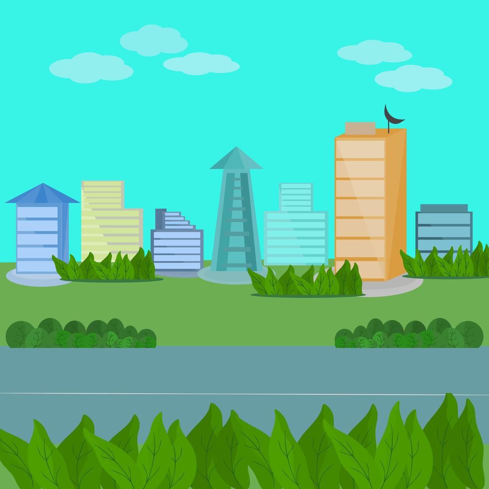 City view downtown panoramic abstract background wallpaper vector illustration
