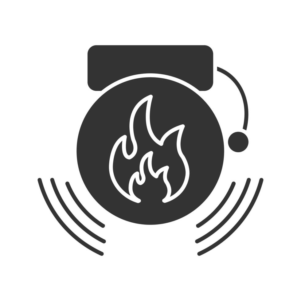 Fire alarm glyph icon. Alert. Silhouette symbol. Negative space. Vector isolated illustration