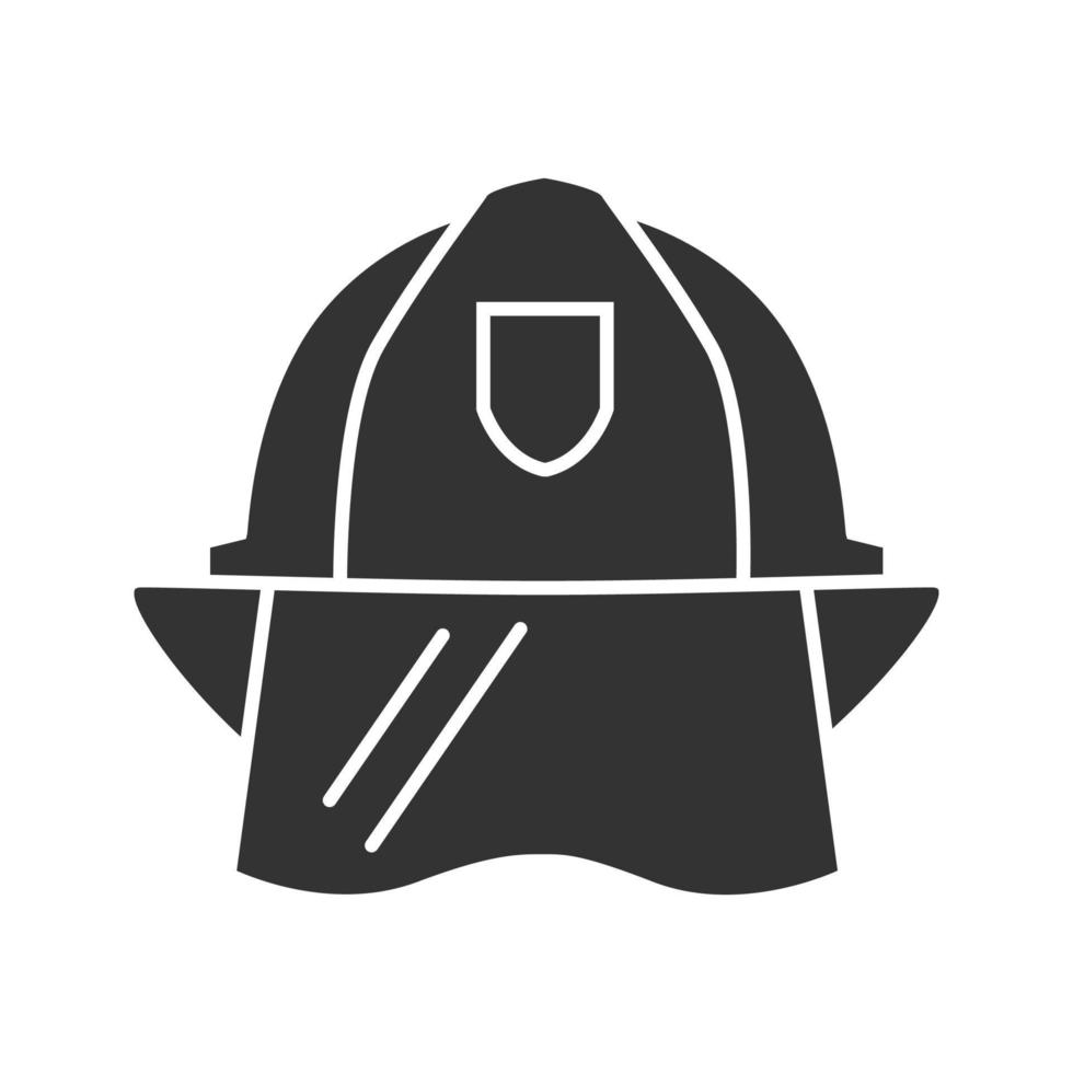 Firefighter helmet glyph icon. Silhouette symbol. Hard hat. Negative space. Vector isolated illustration