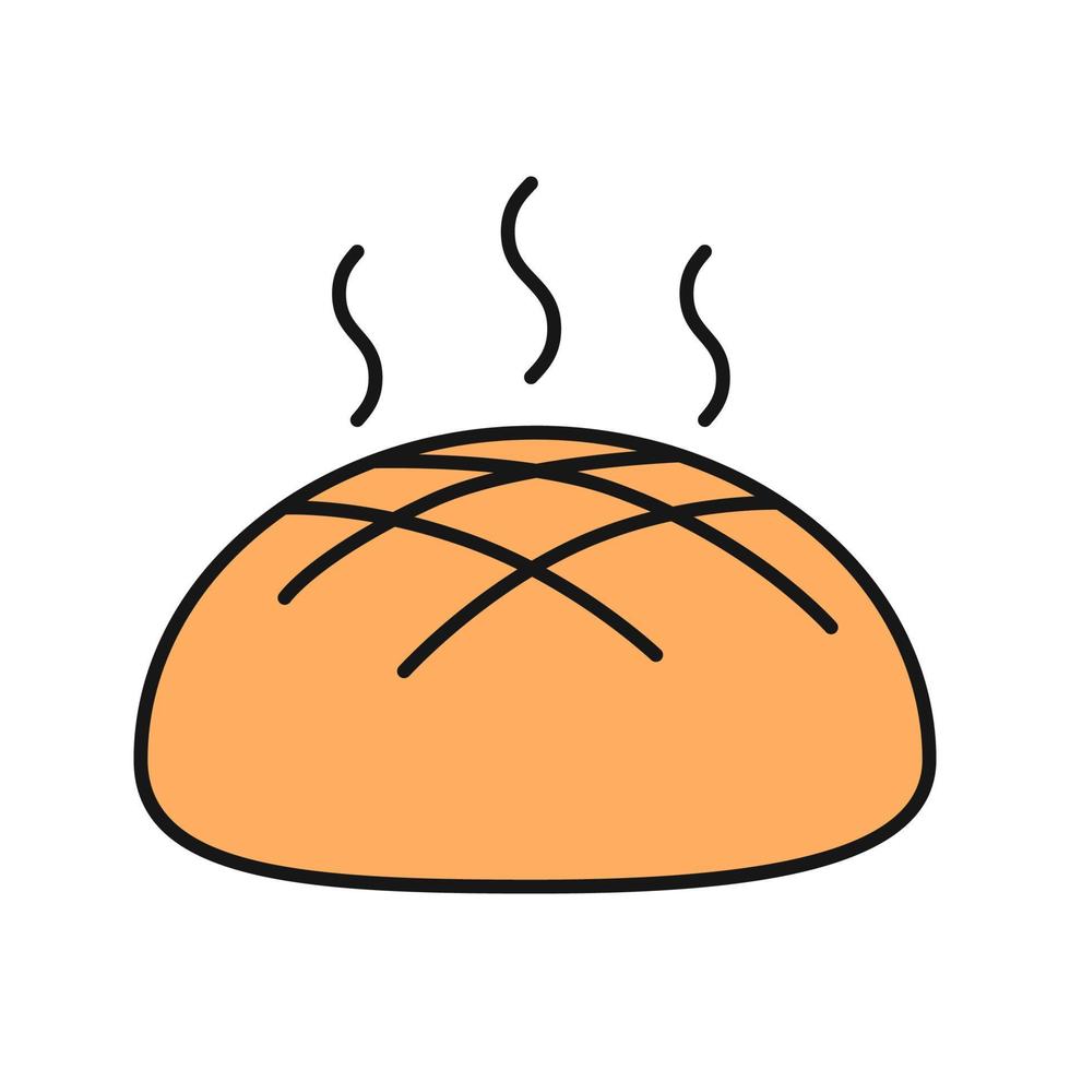 Fresh round rye bread loaf color icon. Isolated vector illustration