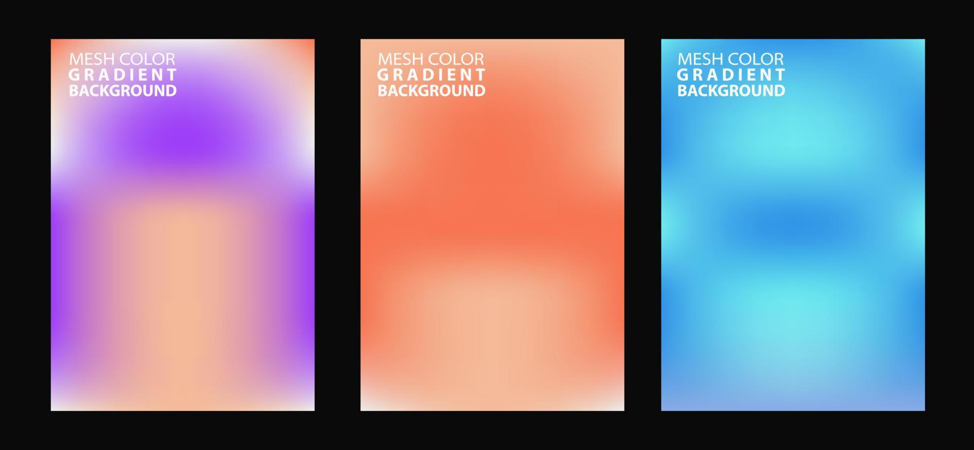 Abstract Blurred Gradiant Mesh Background in Bright Colors 3 set template vector