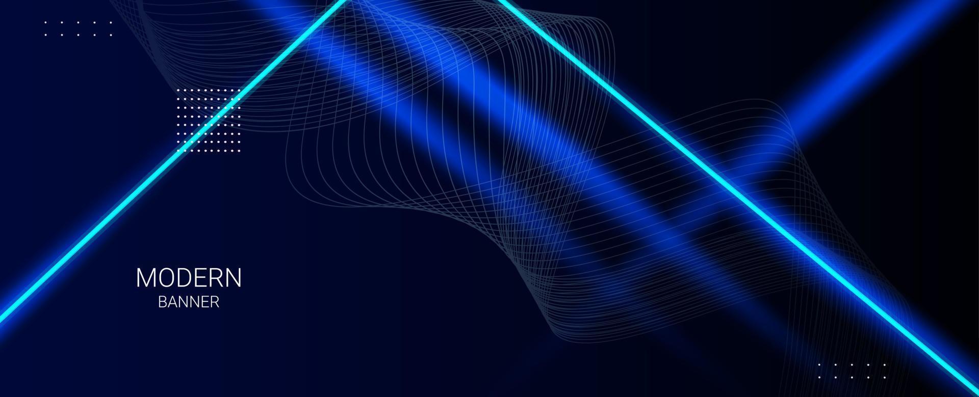 Abstract geometric neon lines illustration banner pattern background vector