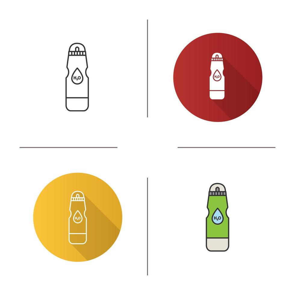 Sports water bottle icon. Flat design, linear and color styles. Isolated vector illustrations