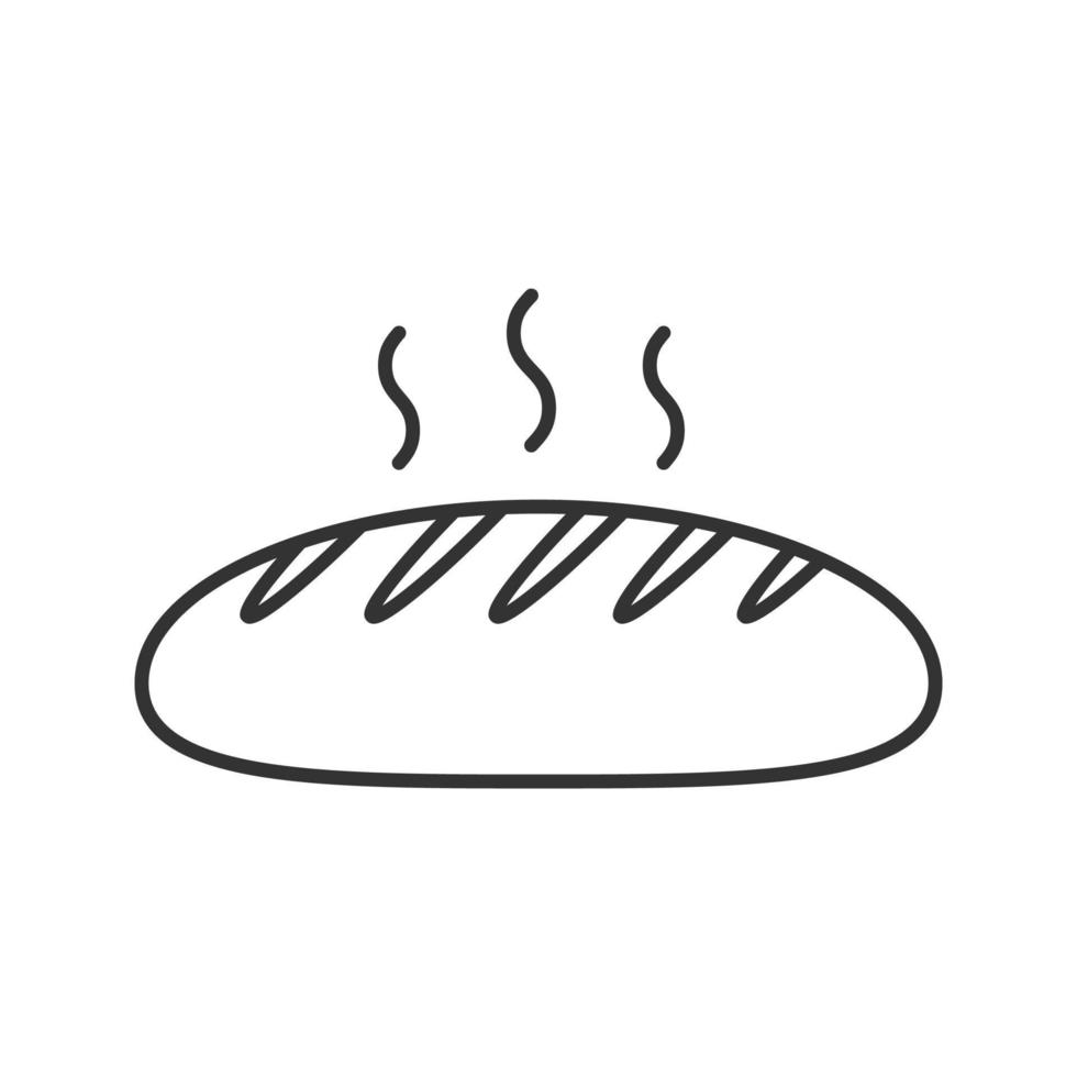 Fresh bread loaf linear icon. Thin line illustration. Bakery. Contour symbol. Vector isolated outline drawing
