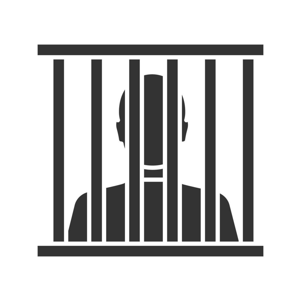 Prisoner glyph icon. Jail, prison. Silhouette symbol. Negative space. Vector isolated illustration