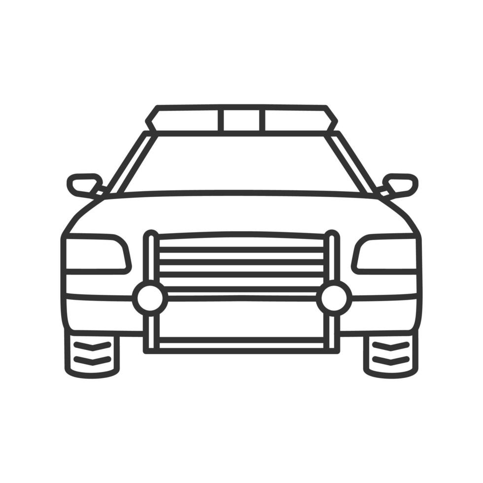 Police car linear icon. Thin line illustration. Contour symbol. Vector isolated outline drawing