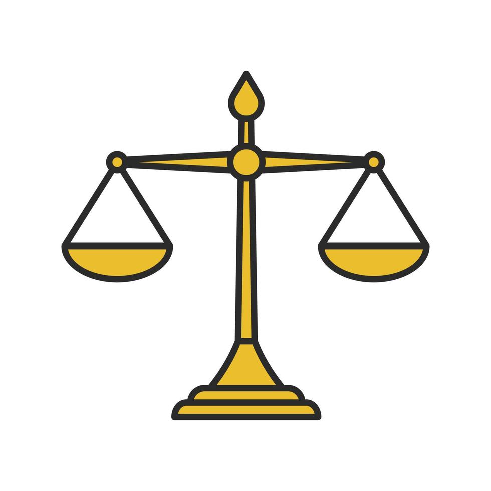 Justice scales color icon. Equality. Judgement. Isolated vector illustration