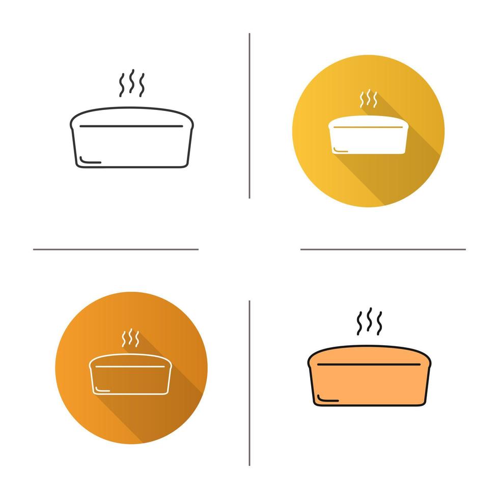 Brick bread loaf icon. Flat design, linear and color styles. Isolated vector illustrations