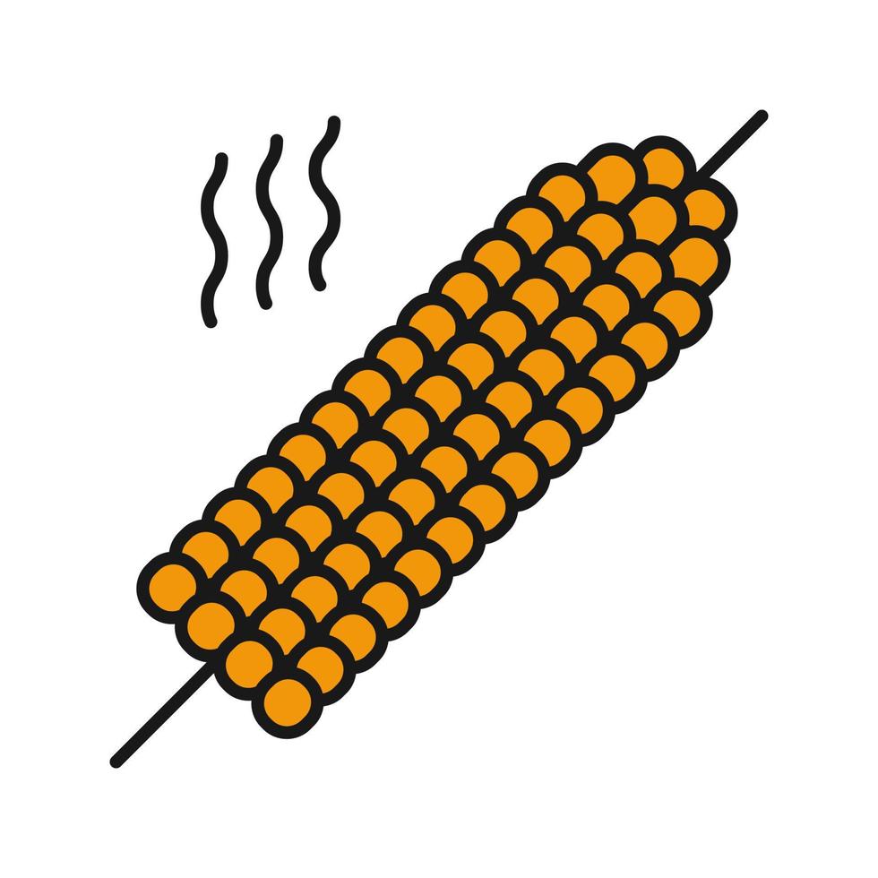 Grilled corn on skewer color icon. Isolated vector illustration