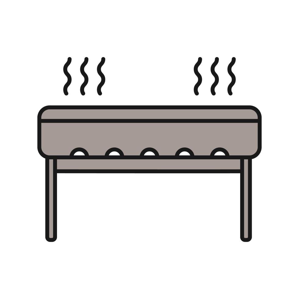 Charcoal barbecue grill color icon. Isolated vector illustration