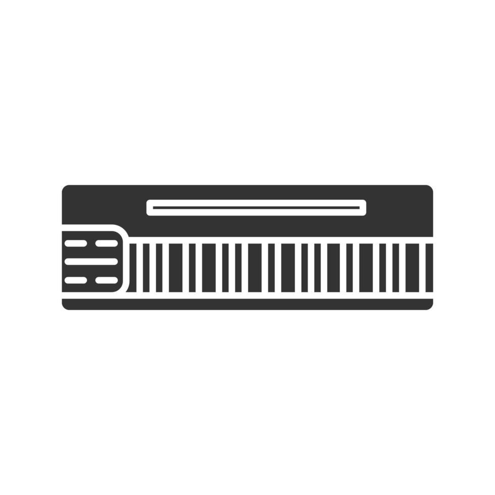 Mellotron glyph icon. Synthesizer. Silhouette symbol. Negative space. Vector isolated illustration