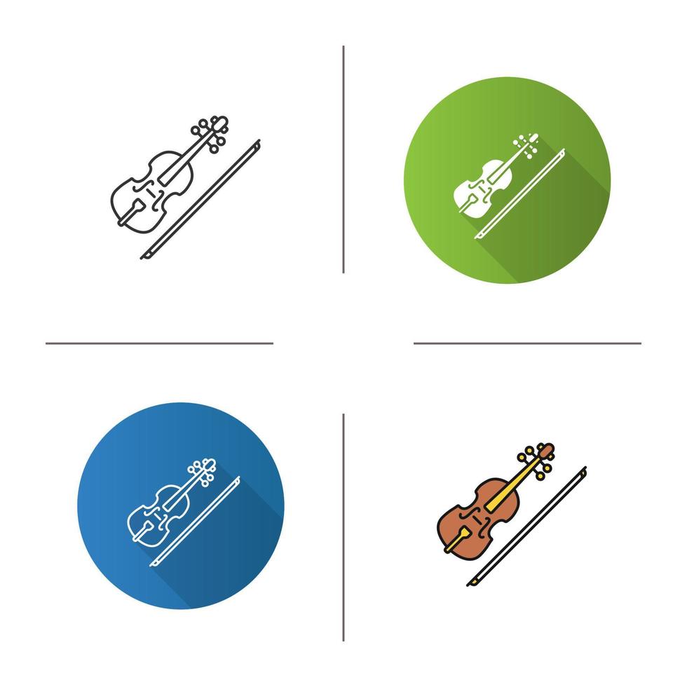 icono de violín. Diseño plano, estilos lineales y de color. violín. ilustraciones de vectores aislados