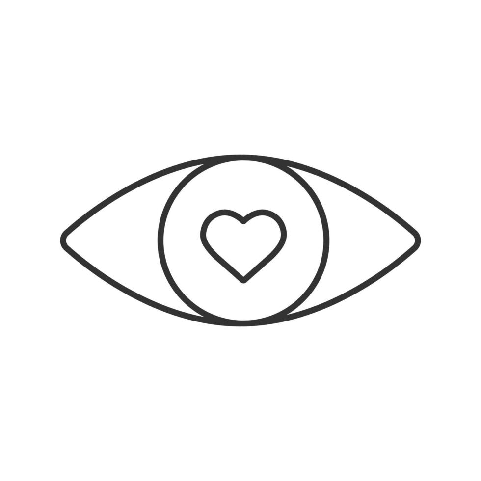 ojo humano con corazón dentro de un icono lineal. ilustración de línea delgada. enamorado. símbolo de contorno dibujo de contorno aislado vectorial vector