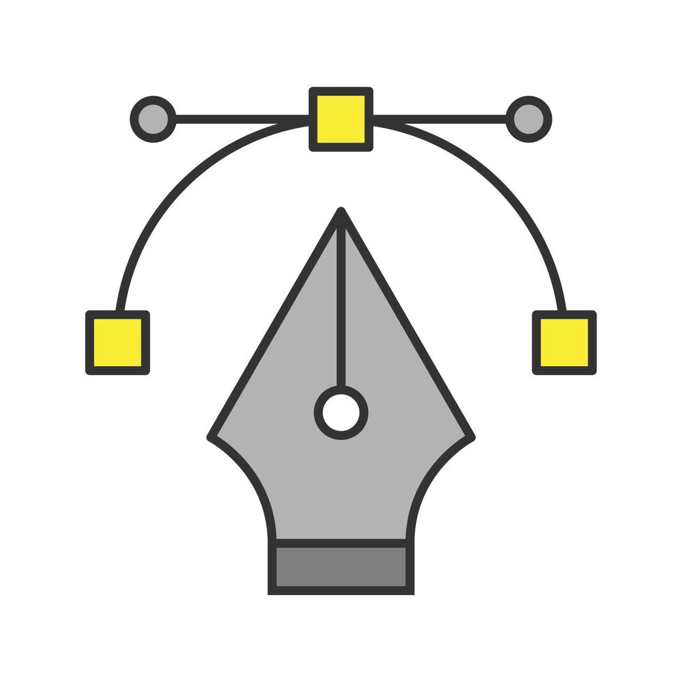 Fountain pen nib color icon. Computer pen tool. Drawing. Isolated vector illustration