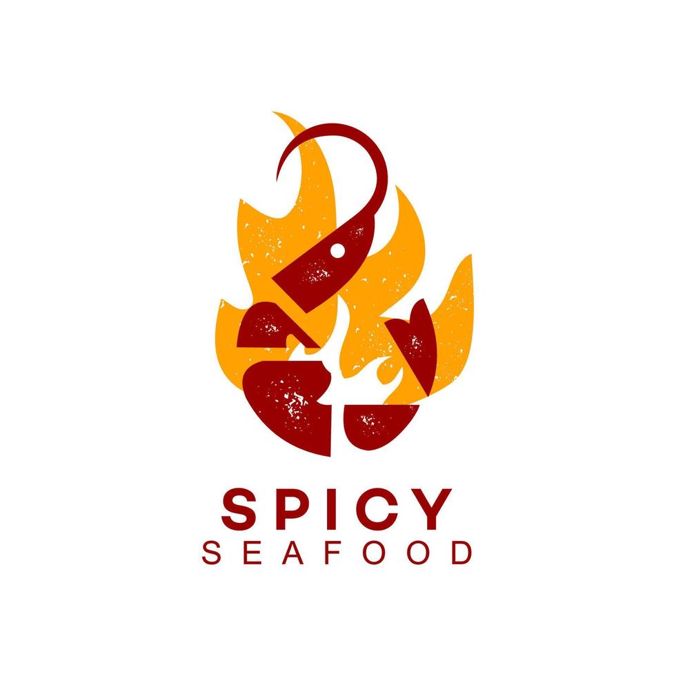 Shrimp Paste Logo Asian Food Vector, Spicy Seasoning Ingredient Seafood flame Flavor for Culinary Label Template Inspiration vector