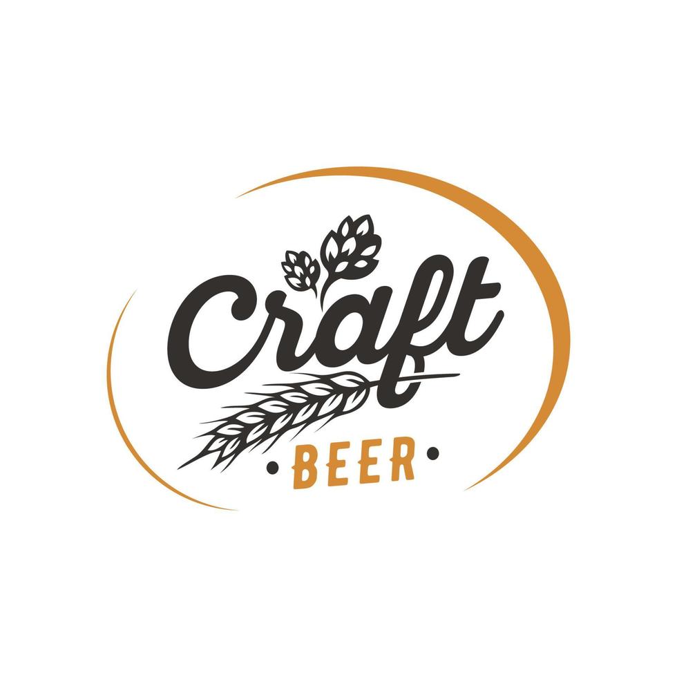 Craft beer logo- vector illustration of hops, emblem design on white background.