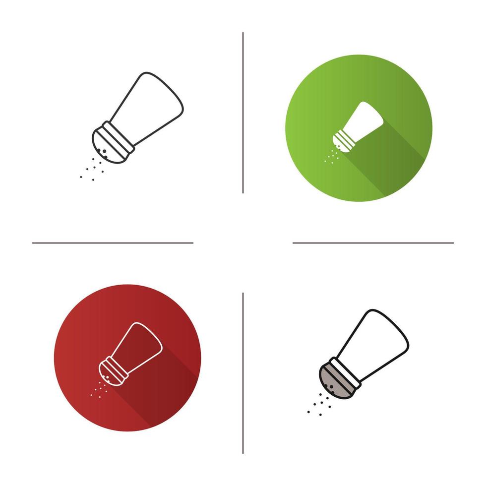 Salt or pepper shaker icon. Flat design, linear and color styles. Spice. Isolated vector illustrations
