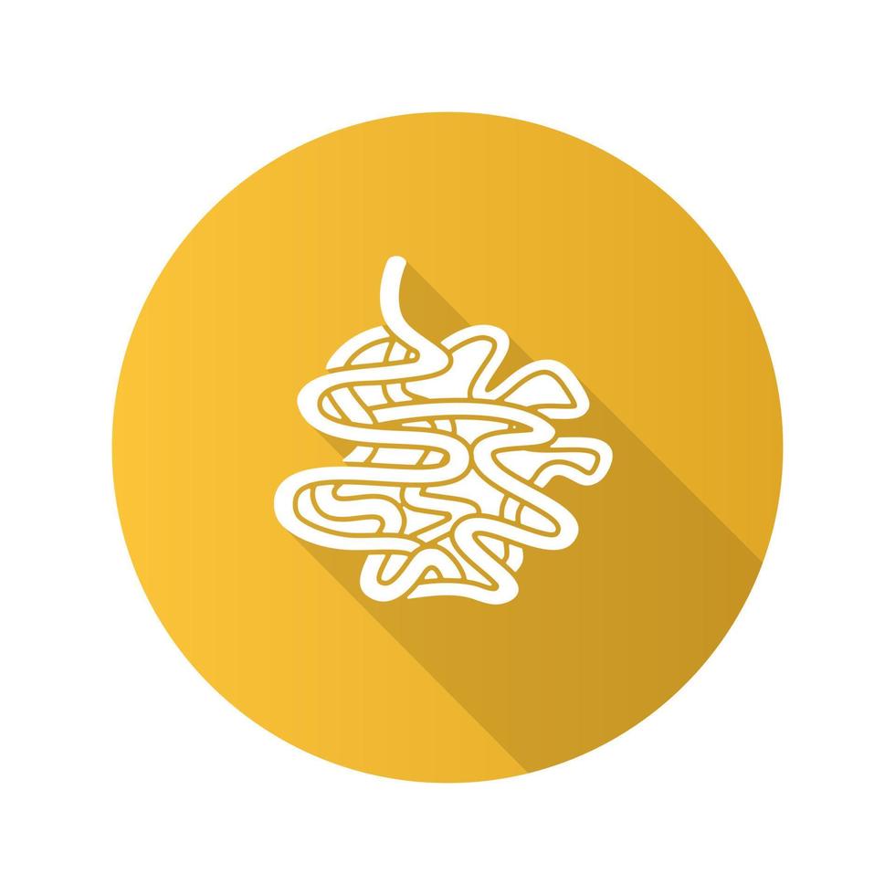 Small intestine flat design long shadow glyph icon. Small bowel. Gastrointestinal tract. Vector silhouette illustration