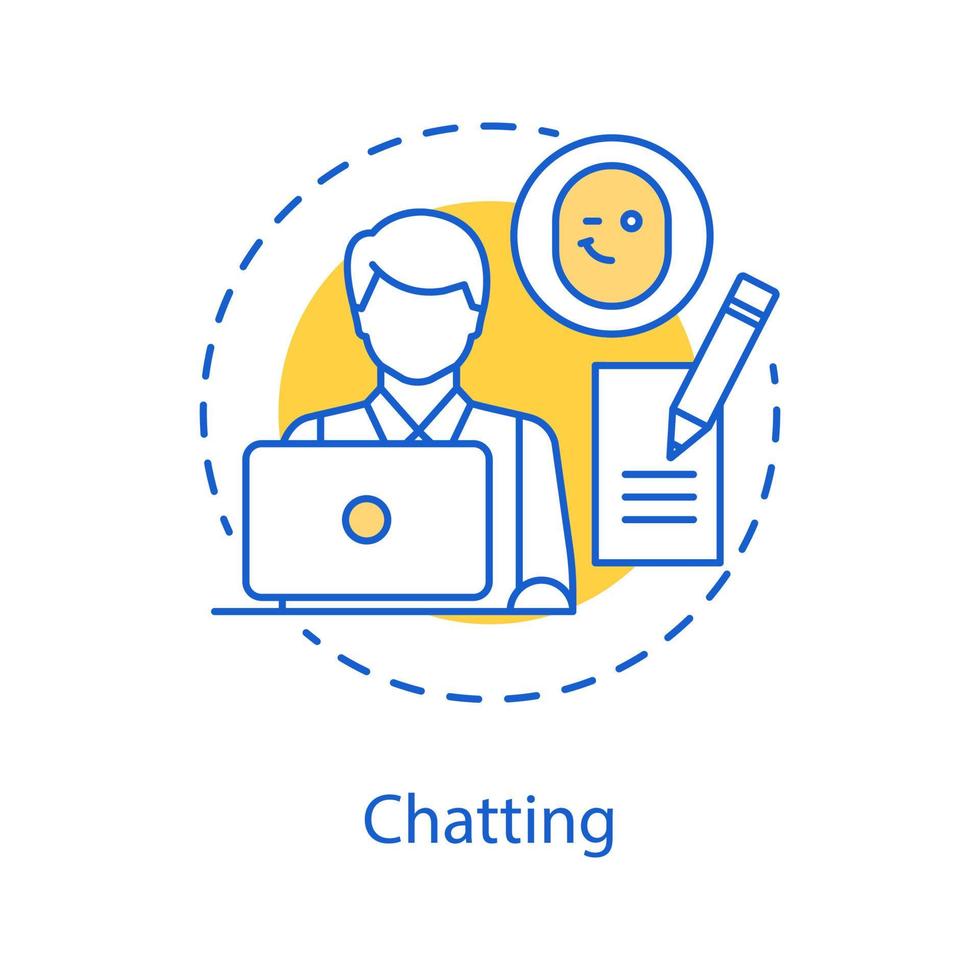 Chatting concept icon. Online communication idea thin line illustration. Typing message. Vector isolated outline drawing