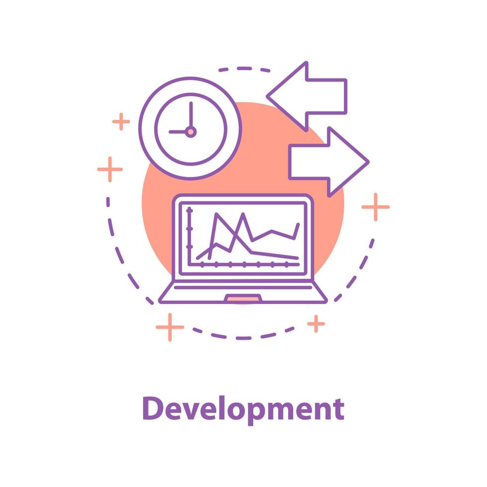 Development concept icon. Product testing idea thin line illustration. Project realization. Vector isolated outline drawing