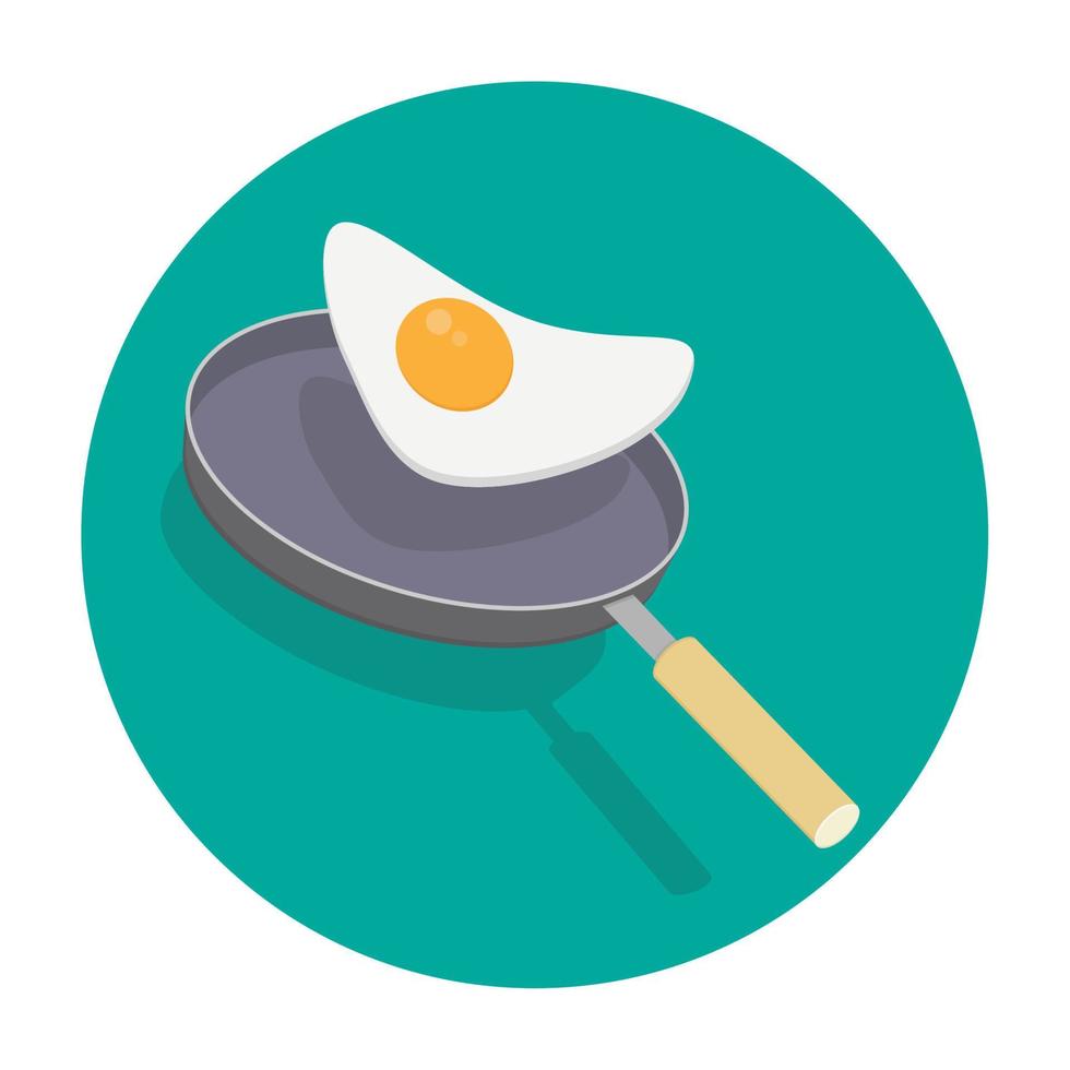 Frying pan with scrambled eggs vector