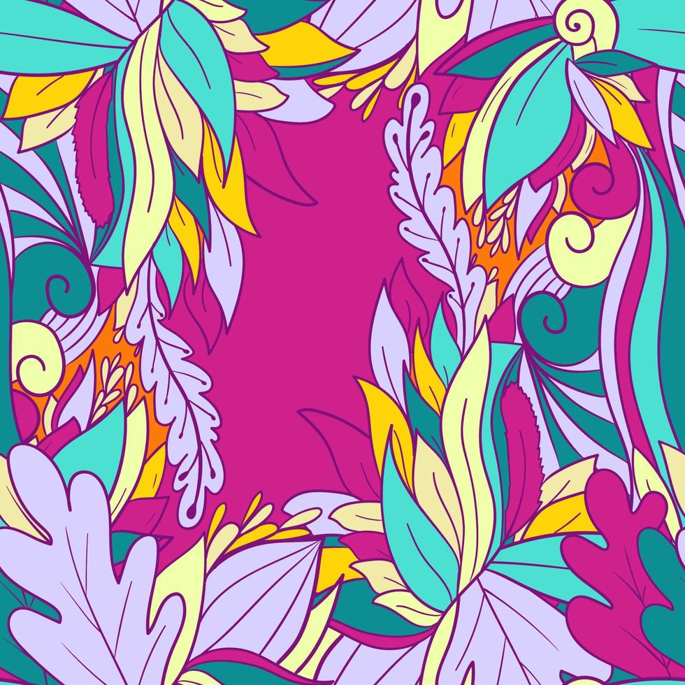 Floral seamless pattern with leaves, flowers and berries. vector