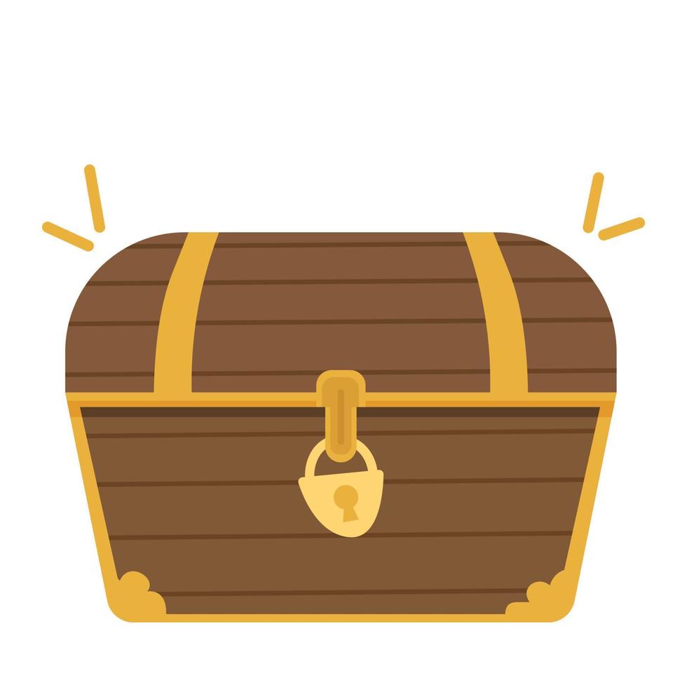 Treasure chest vector isolated illustration. Closed chest with lock in cartoon style