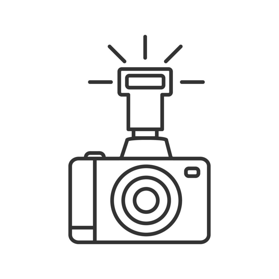 Professional photo camera linear icon. Thin line illustration. Contour symbol. Vector isolated outline drawing