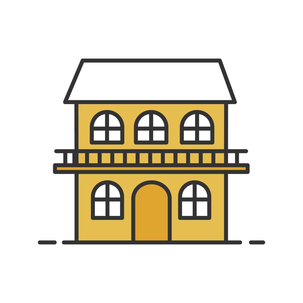 Two storey cottage color icon. Chalet. House. Isolated vector illustration