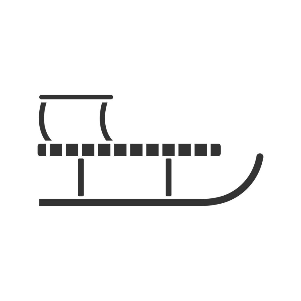 Sled glyph icon. Sledge, sleigh. Silhouette symbol. Negative space. Vector isolated illustration