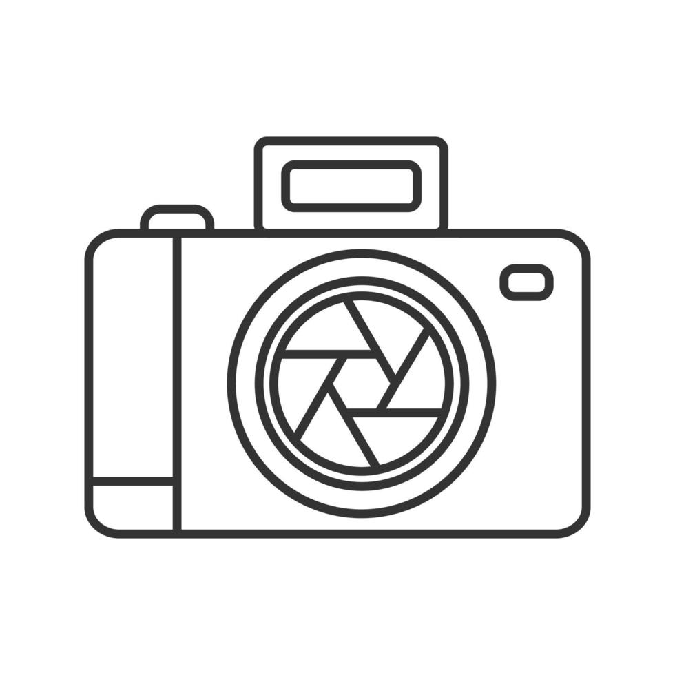 Professional photo camera linear icon. Thin line illustration. Contour symbol. Vector isolated outline drawing