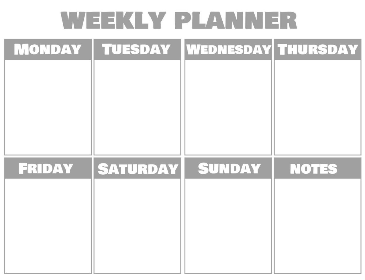 Blank weekly planner.Calendar template.Schedule for planning for the week. vector