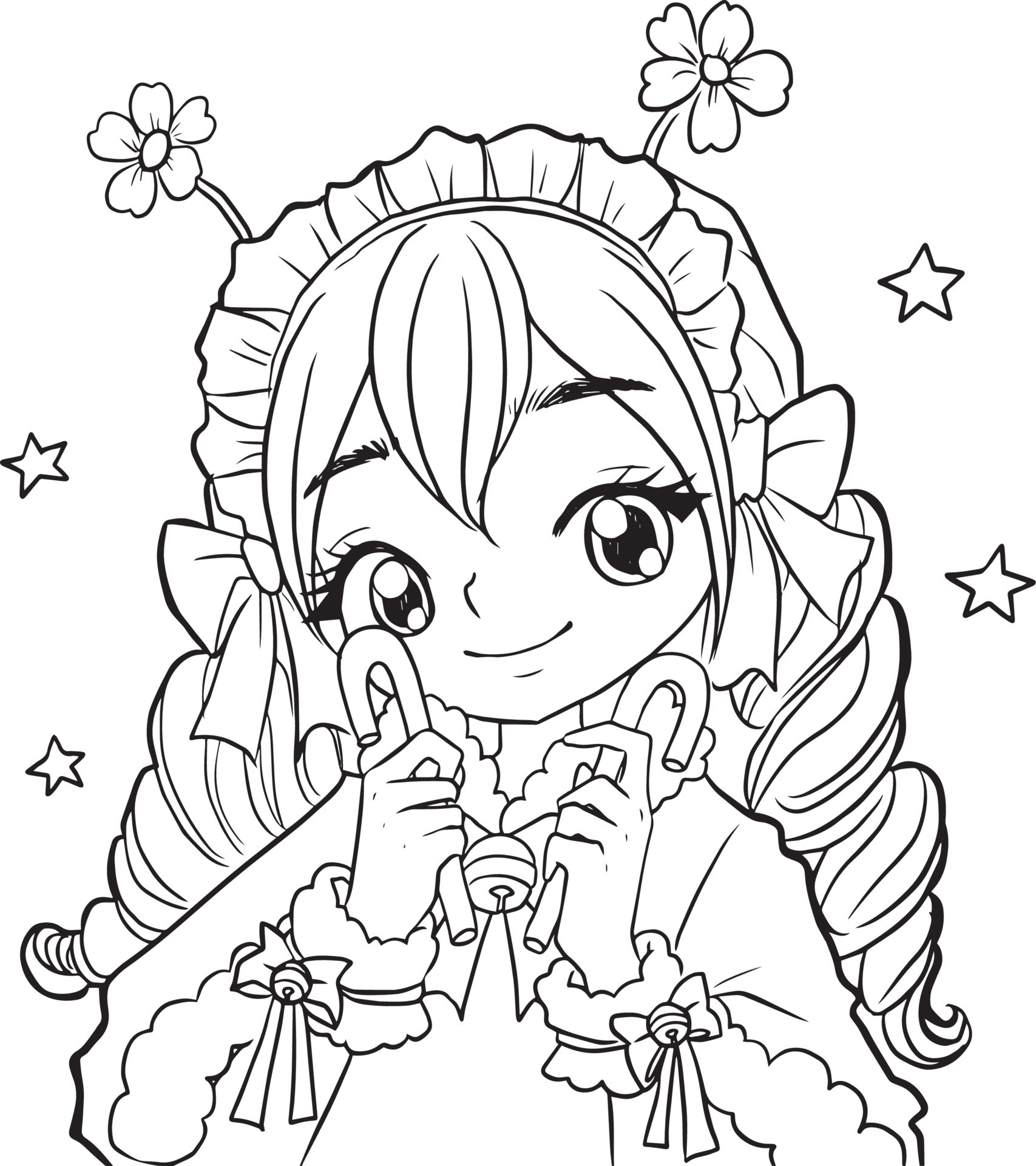 Coloring page princess kawaii style cute anime Vector Image