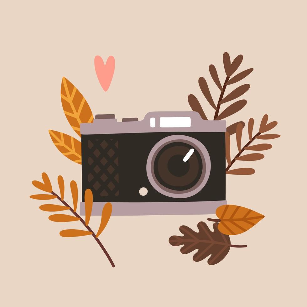 Vintage autumn camera vector