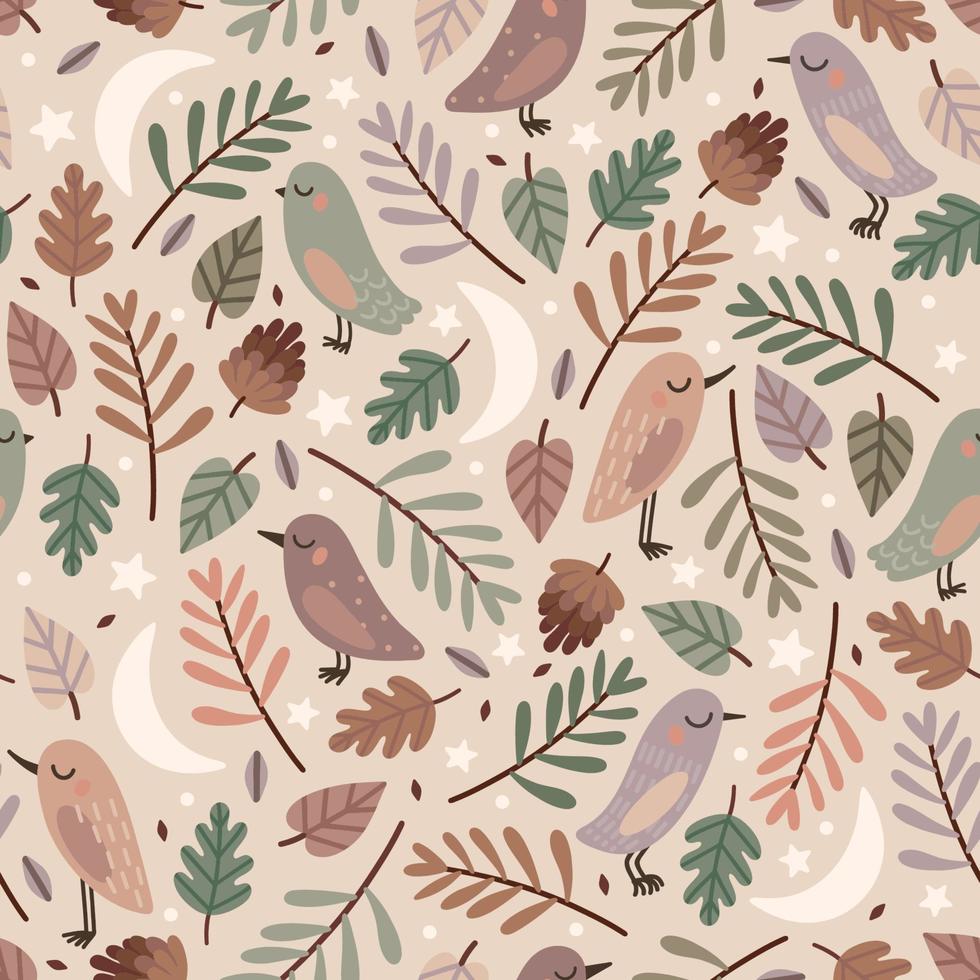 Bird floral pattern vector