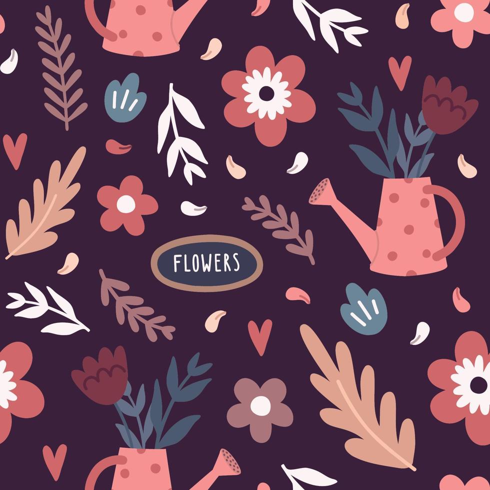 flower pattern dark background vector