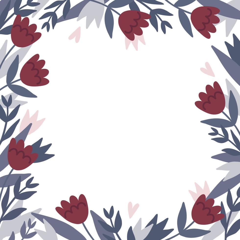 Flower and branches frame vector
