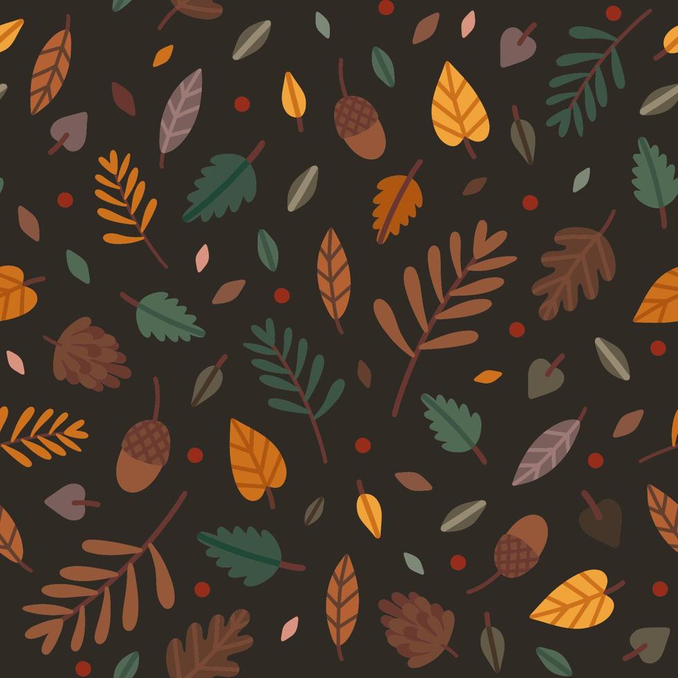 patrón de hojas de otoño - oscuro vector