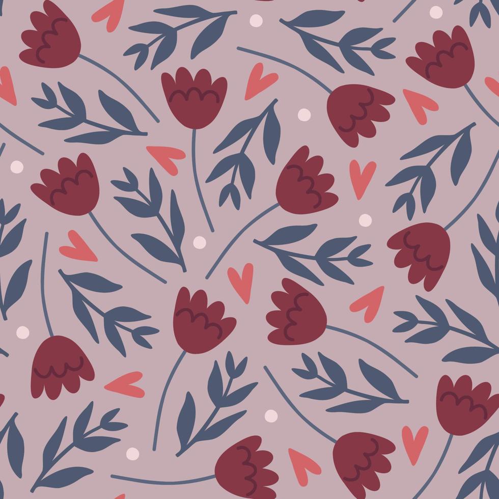 Flower and branches pattern vector