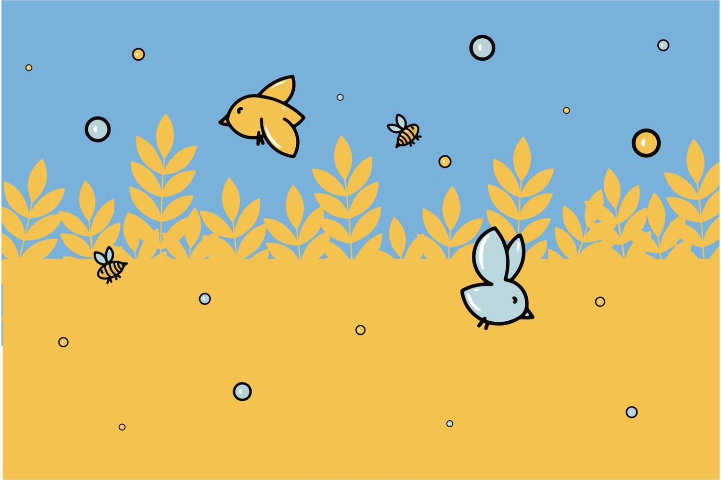 spikelets in the field develop under blue skies vector