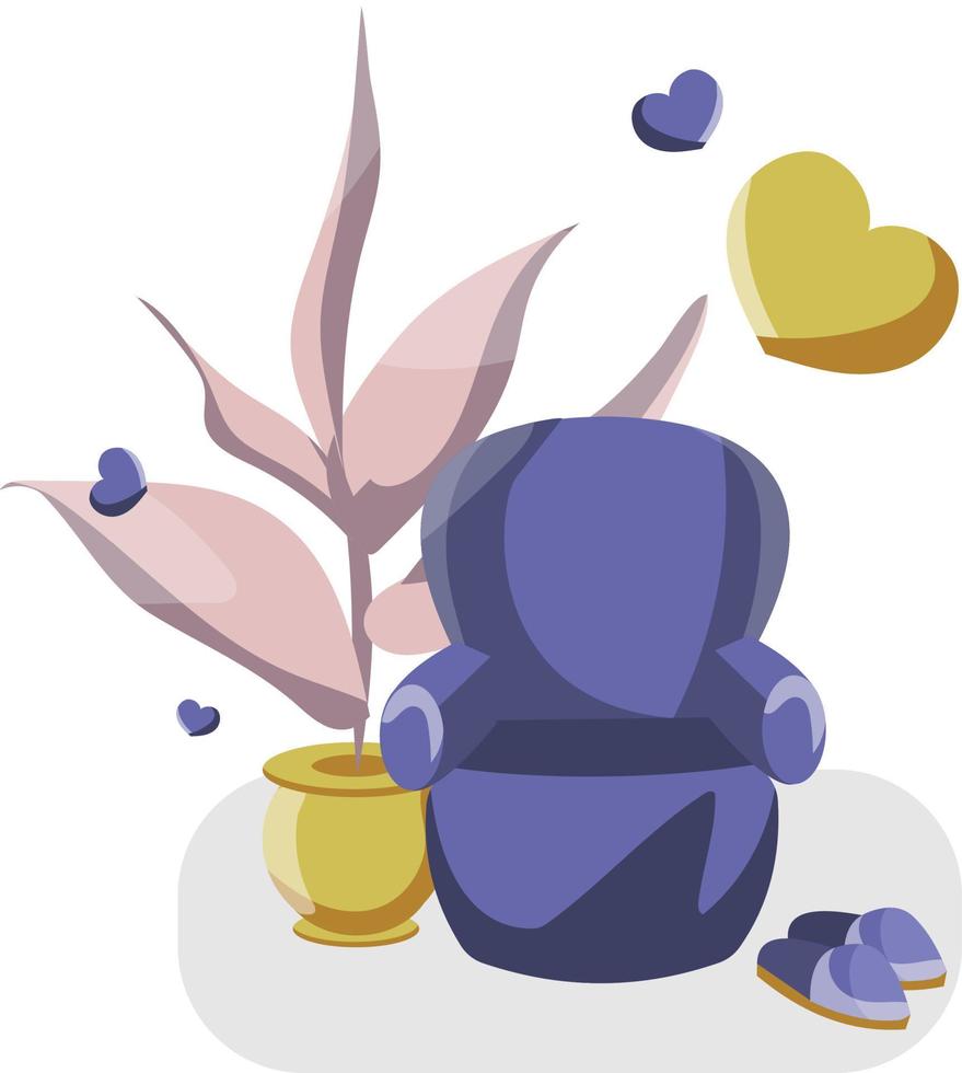 chair in the room with potted plant vector