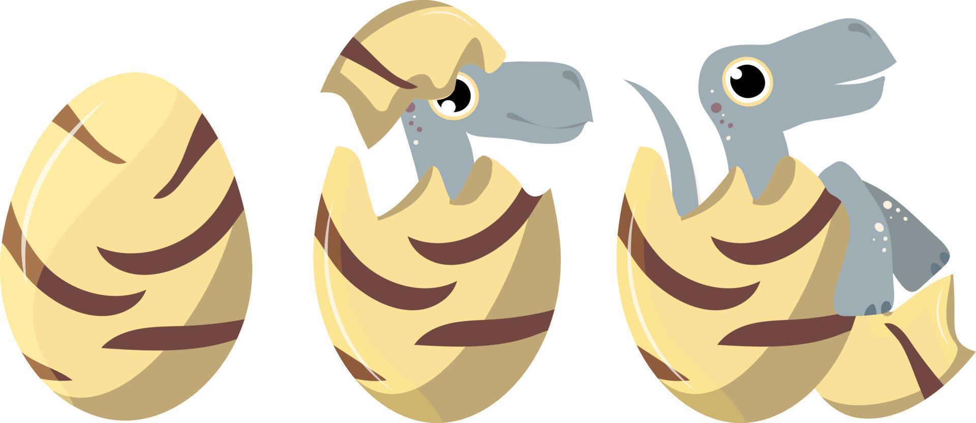 three eggs with a climbing dinosaur vector