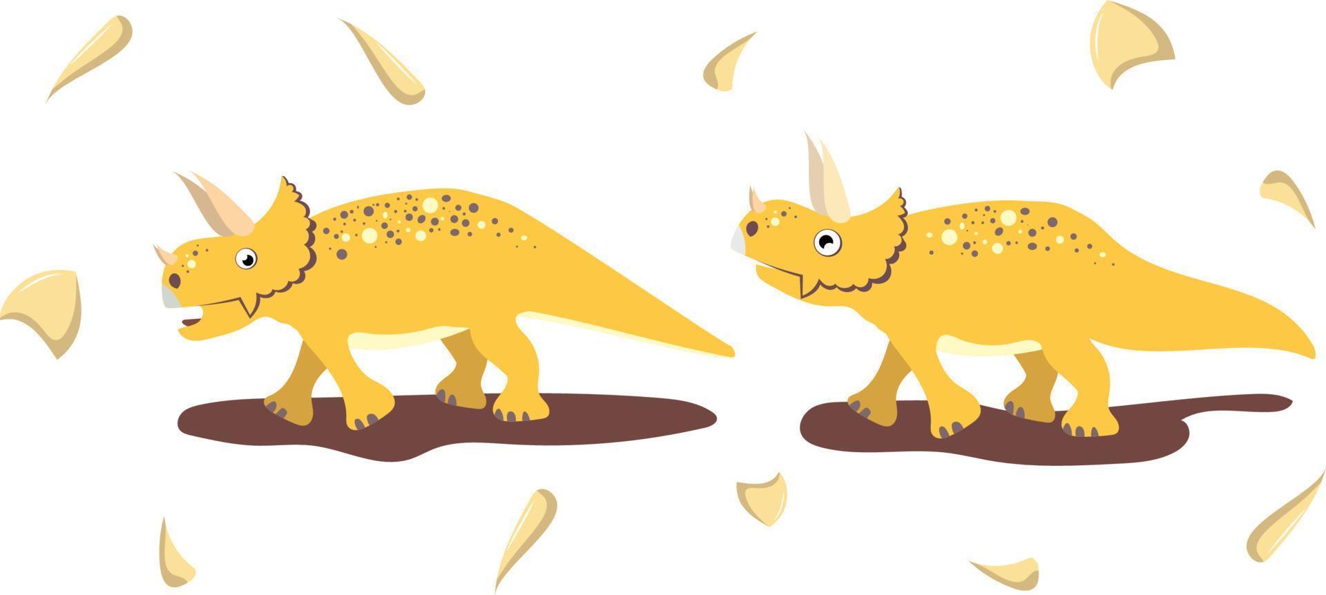 herbivorous dinosaur moves in different poses vector