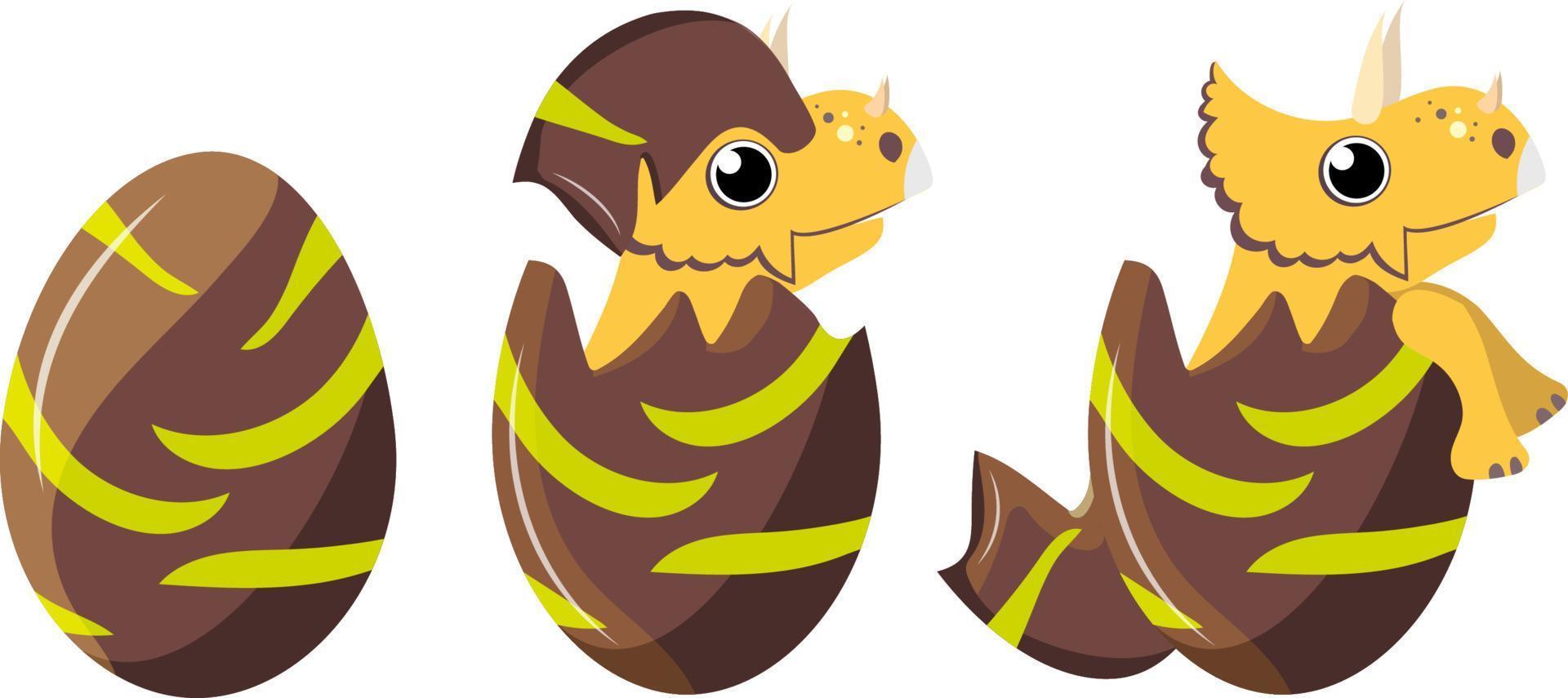 three eggs with a climbing dinosaur vector