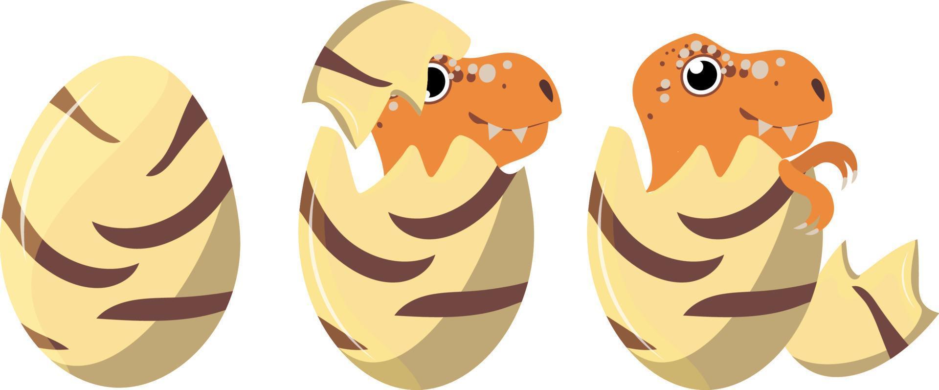 tres huevos con un dinosaurio trepador vector